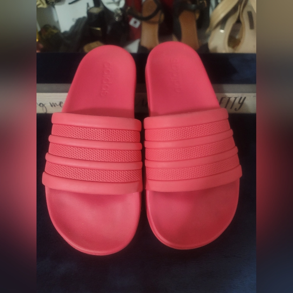 Adidas Adilette Cloudfoam Sripes Slide Mono Coral  Slide Sandals
